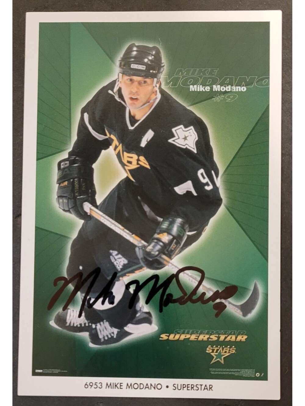 Mike Modano #9 Hockey Player Dallas Stars Autographed Signed 4"x6" Photo